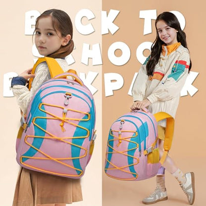 BLUEFAIRY Middle High School Backpack for Boys Girls Large Bookbag with Laptop Compartment Back to School Book Bags for Teens Teenagers Mochilas Escolares para Niños Niñas (Pink/Blue, Solid) - color: Pink/Blue