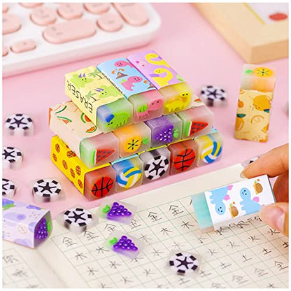 Cute Erasers for Kids Bulk 16 Pack Animal Food Fun Desk Pets Pencil Students School Supplies Prize Gifts Party Favors - style: Jelly