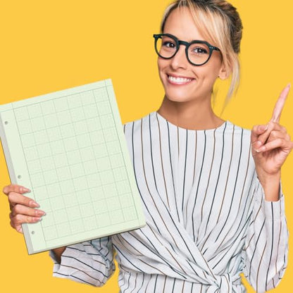 Yaridar (3-Pack) Engineering Notebooks - 150 Sheets/300 Pages Graph Paper, 5 x 5 Graph Rule on Back, 3-Hole Engineering Computation Pad, 100 Gsm Green Tint Paper, 8-1/2" x 11" - size: 3-Pack, style: 3-Hole