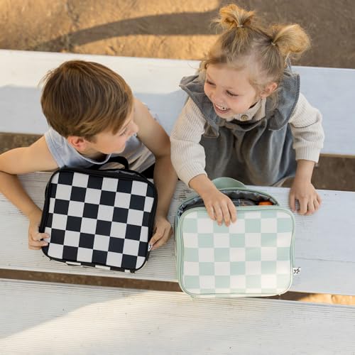 Tiny Twinkle Insulated Lunch Box for Girls and Boys | Durable and Reusable for School & Travel | Ages 3 and Up | Waterproof and Easy to Clean | PFAs and BPA Free（Sage Checkers） - color: Sage Checkers