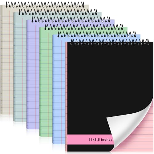 Resurhang 6 Pcs Legal Pad Top Spiral Bound Notebook 70 Sheets Double Sided College Ruled Paper Notepad Memo Steno Pad with Stiff Cover for Business College(8.5 x 11 Inches,No Holes,Morandi Color) - color: Morandi Color, size: 8.5 x 11 Inches, style: No Ho