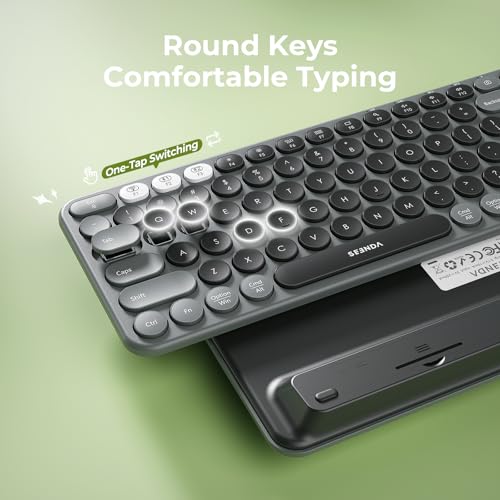 seenda Bluetooth Wireless Keyboard and Mouse Combo, COE203 Quiet Round Keycaps, 3-Device Multi-Connection, Bluetooth & 2.4G USB Receiver, Wide Compatibility with iPad/Tablet/Laptop/Mac/Windows, Black - color: Black