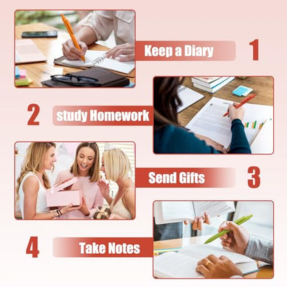 Piochoo Gel Pens, 8 Pcs 0.5mm Black Ink Pens Fine Point Smooth Writing Pens, High-End Series Pens for Journaling Note Taking, Cute Office School Supplies Gifts for Women Men - color: Pink Colors