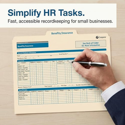 ComplyRight Benefits/Insurance Folder, Landscape, Pack of 25 | 9-1/2" x 11-3/4", Document Filing Folder for Businesses, HR Employee Management Documentation Office Supplies - style: Benefits/Insurance