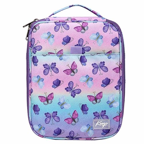 Kasqo Large Pencil Case, 60-80 Pens 54-Slot Marker Organizer with Top Handle, Water Resistant Art Supply Pouch for Girls Women Students Artists School Office College, Butterfly - color: Butterfly