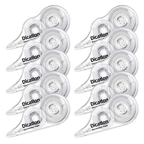 White Correction Tape 10 Pack, Easy Use Roller Applicator, Instant Dry, Jam Free PET Film, Smooth Precise Corrections for School, Office, Home,1/5" X39Ft