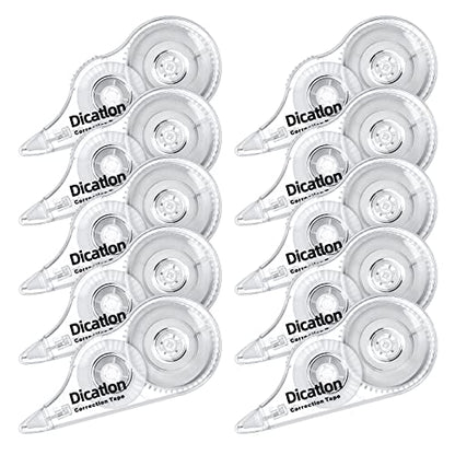 White Correction Tape 10 Pack, Easy Use Roller Applicator, Instant Dry, Jam Free PET Film, Smooth Precise Corrections for School, Office, Home,1/5" X39Ft