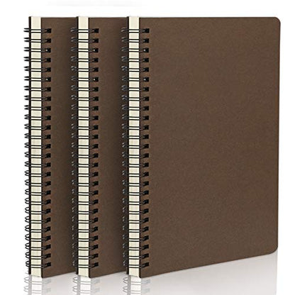 EUSOAR Spiral Ruled Notebook, A5 3packs 5.5"X8.3" 120 Pages Lined Travel Writing Notebooks Journal, Memo Notepad Sketchbook, Office Business Subject Diary Ruled Spiral Book Journal-Coffee Cover - color: Coffee, size: 3 Packs