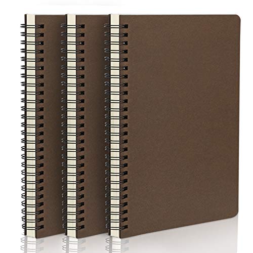 EUSOAR Spiral Ruled Notebook, A5 3packs 5.5"X8.3" 120 Pages Lined Travel Writing Notebooks Journal, Memo Notepad Sketchbook, Office Business Subject Diary Ruled Spiral Book Journal-Coffee Cover - color: Coffee, size: 3 Packs