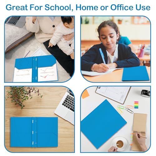 Heavy Duty Plastic Folder, 60 Pack, Pocket Folder with brads, Letter Size Poly File, Plastic Folders with 3 Prongs Fasteners - Sky Blue - color: Sky Blue, size: 60 PACK