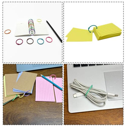 50pcs 1 inch Metallic Binder Rings for Index Cards Flashcards, 10 Colors Small Colorful Metal Steel Book Notebook Paper Rings Keychain Key Rings for School Office Home (50, 1 inch)
