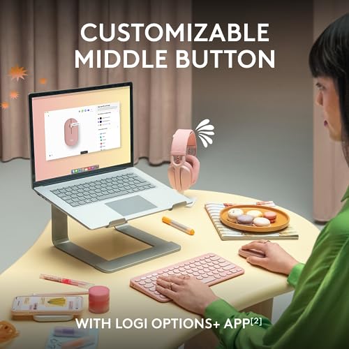 Logitech M350s Pebble 2 Bluetooth Wireless Mouse - Black | Slim, portable, lightweight, customizable button, quiet clicks, easy-switch for Windows, macOS, iPadOS, Android, Chrome OS - color: Black