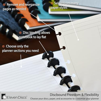 Eleven Discs Pocket Dividers for Discbound Planners – Double-Sided Notebook Dividers with Pockets, Planner Accessories – Fits Levenger Circa, Arc, TUL (8 Disc, Junior 5.5x8.5, Set of 5)
