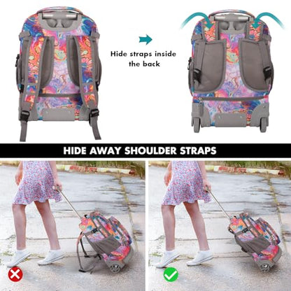 Tilami Rolling Backpack for Kids 18 inch Boys and Girls Laptop Backpack,Dream - color: Dream