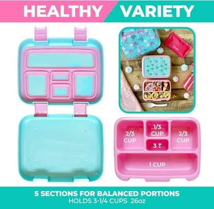 Bento Box with Stainless Steel Food Thermo for Hot Food or Soup, Insulated Lunch Bag, and Ice Pack Set for Kids Girl Toddlers. Ages 3 to 7 Pink Aqua Cat Mermaid - color: Cat Mermaid
