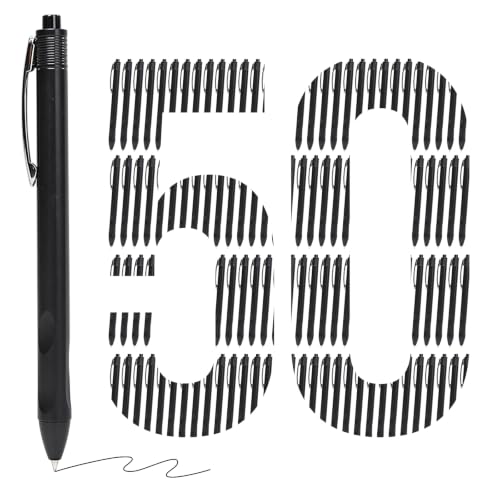 50 Pack Ballpoint Pens Bulk,1.0 mm Medium Point with Black Ink | Retractable, No Smear, No Bleed, Quick Dry Smooth Writing Click Pens for Studying, Journaling, Office and Everyday Use - color: Black-50pieces