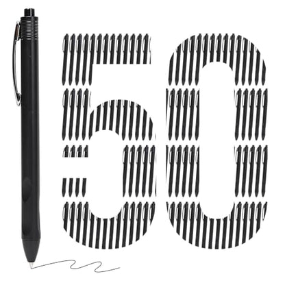 50 Pack Ballpoint Pens Bulk,1.0 mm Medium Point with Black Ink | Retractable, No Smear, No Bleed, Quick Dry Smooth Writing Click Pens for Studying, Journaling, Office and Everyday Use - color: Black-50pieces