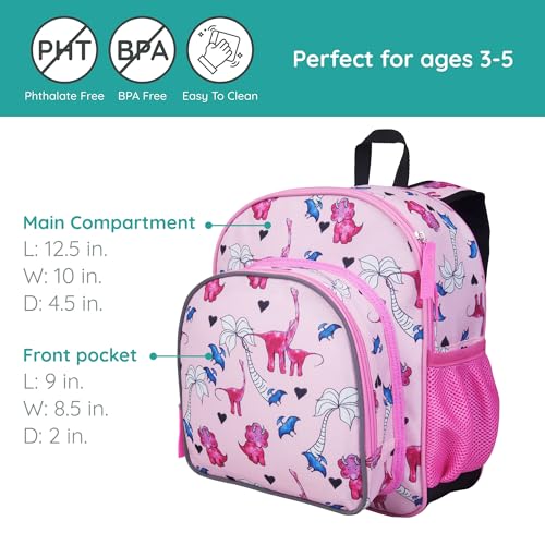 Wildkin JumpOff Jo 12-inch Kids Backpack – Lightweight, Durable Toddler Bag - Pink Dino - color: Pink Dino