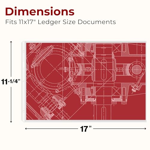 Dunwell 11x17 Sheet Protectors Landscape - (25 Pack, Heavyweight), 11 x 17 Ledger Size Plastic Sleeves, 3 Hole Punched, Fits 3-Ring Binders, Clear Heavyweight Acid-Free Poly