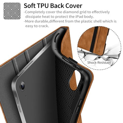 H HOLIMET Case for iPad Air 11 Inch 2026 M4/M3/M2 (2025/2024)/iPad Air 4th/5th Generation 10.9 Inch 2022/2020 with Pencil Holder Soft Back Shockproof Protective Vegan Leather - color: Ash Brown
