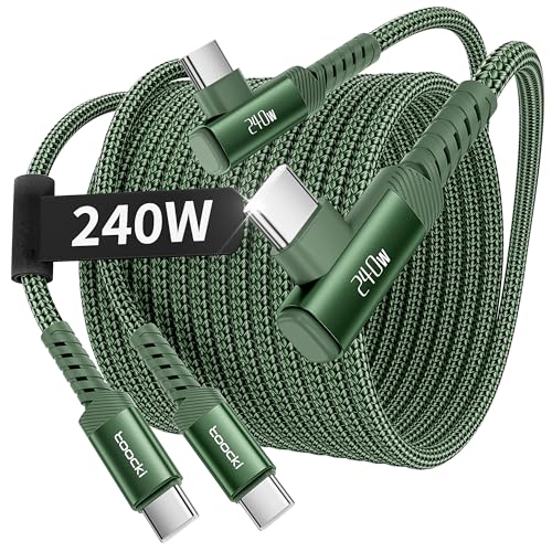 USB C Cable [2Pack, 10ft] 240W Fast Charging Type C Cord, Nylon Braided USB 2.0 Cable for iPhone 17 16 15 Pro Plus Pro Max Air, iPad Pro, Samsung Galaxy S24 S23, Switch, MacBook Pro, Pixel-Green - color: Green, size: 10+10FT
