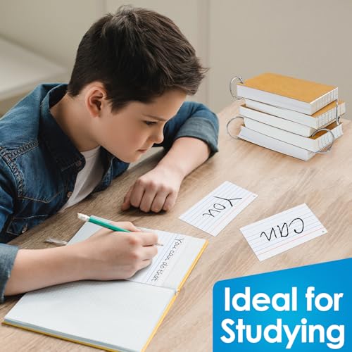 2000 PCS Index Cards 3x5 Inches White Flash Cards with Ring Lined Flashcards Ruled Index Cards Notecards Study Cards Note Cards for Studying Learning School College, White - color: White