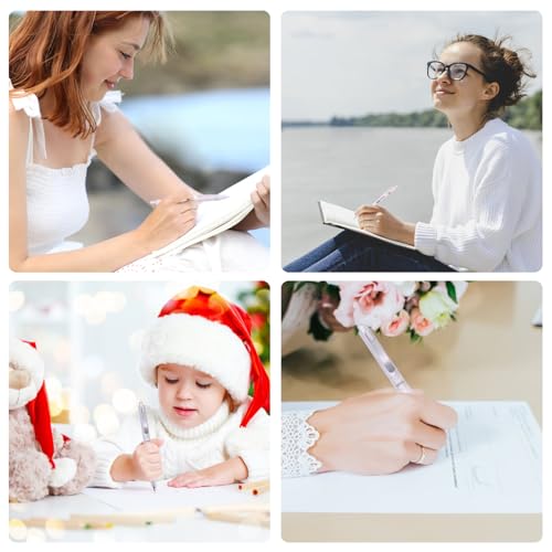 5 Count Pastel Gel Ink Pen Set,Cute Note Taking 0.5mm Fine Point Retractable 5 Count Black Ink Pens for Writing, Journaling, School, Office (White) - color: White