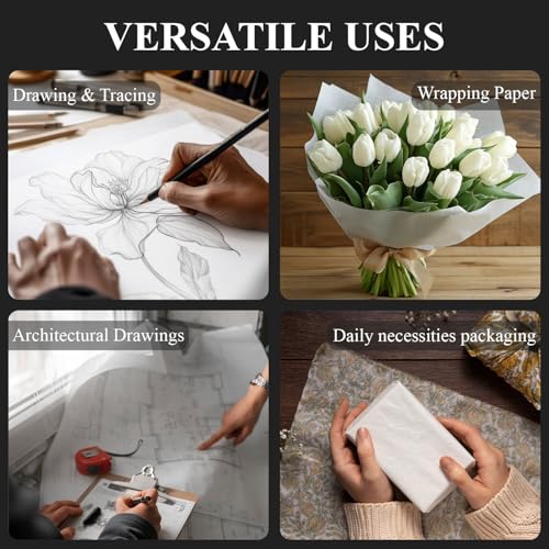 SuFly Tracing Paper Roll 18 Inch Wide x 30 Yards - Smooth Transparent 30lb/50gsm Trace Paper Roll for Drawing, Sketching, Sewing Patterns & Technical Drafts. - color: Clear, size: 18 in. x 30 yd.:1 Roll