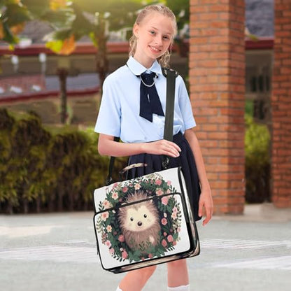 Hedgehog Waterproof Zipper Binder with Shoulder Strap, 3-Ring Trapper Keeper with Lay-Flat Design and Multiple Compartments for School & Office, Adults & Kids