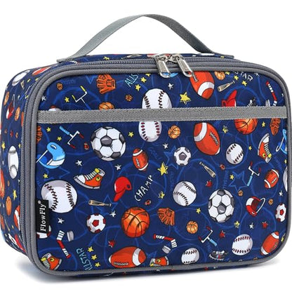 FlowFly Kids Lunch box Insulated Soft Bag Mini Cooler Back to School Thermal Meal Tote Kit for Girls, Boys,Football - color: Football