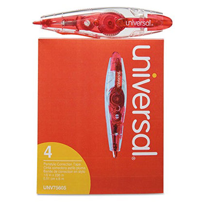 Universal 75605 Retractable Pen Style Correction Tape, 1/5-Inch x 236-Inch, 4/Pack