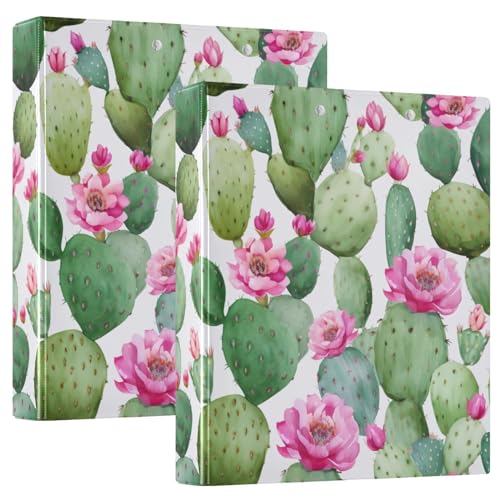Emelivor Cactus Flower 3 Ring Binder 1.5 Inch Rings View Binders Holds 200 Sheets 2 Inch Binder for Letter Size Paper Binder Organizer for School Supply Office Home, 2 Pack - color: Cactus Flower