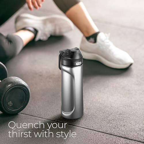 SipX Insulated Water Bottle, Water Bottle with Straw Lid, 18 oz Triple Insulated Stainless Steel, Leakproof, BPA-Free, Slim Durable Metal Bottle for School, Gym & Office, Stainless - color: Stainless