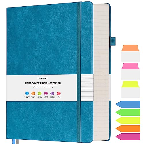 College Ruled Notebook 8.5" x 11", 312 Numbered Pages Lined Leather Journal | Extra-Thick with 2X Writing Space, 100gsm No Bleed Paper, Hardcover, Lay-Flat, for Work, School, Meeting Notes & Journaling - color: Blue, size: A4