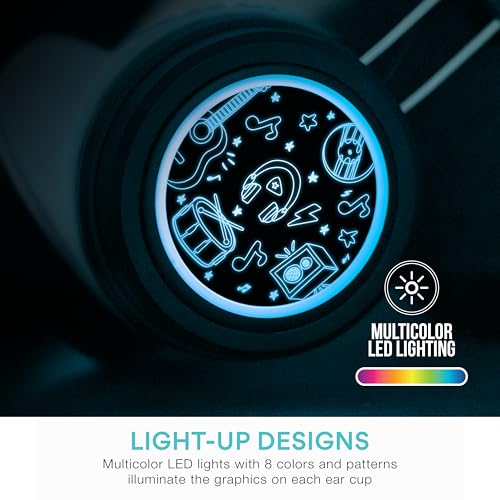 MEE audio KidJamz Share Bluetooth Headphones for Kids with LED Lights, 85dB Volume Limiter, Microphone, 40h Battery; Childrens Headset for School/iPhone/iPad/Tablet (Model: KJ55BT-S, 2-Pack) - color: Black, style: Share (2-Pack)