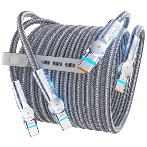 USB C to USB C Cable 6.6ft,240W 2-Pack Braided 180°Rotating Type C Charging CableFast Charge for iPhone 16/16Pro/16Plus/16ProMax,MacBook Air,iPad Pro,Pixel,Samsung Galaxy S23/S24 Ultra-Light Grey - color: Grey, size: 6.6FT