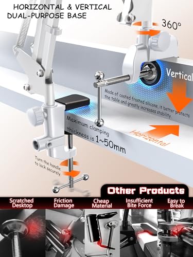 CACENCAN 33.5 Inch Tablet Stand, Adjustable Gooseneck Tablet Arm, Universal Tablet Holder Stand for Bed Desk, 360° Rotation, Carbon Steel Alloy, Fits 4-9.5" iPad iPhone, for Working Watching Movies - color: White
