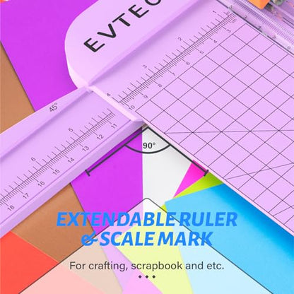 Evteck A4 Paper Cutter Slider Trimmer for Cardstock Photo Vinyl | 12 Inch, with Security Blade and Foldable Ruler, for Crafting Scrapbooking - color: Purple