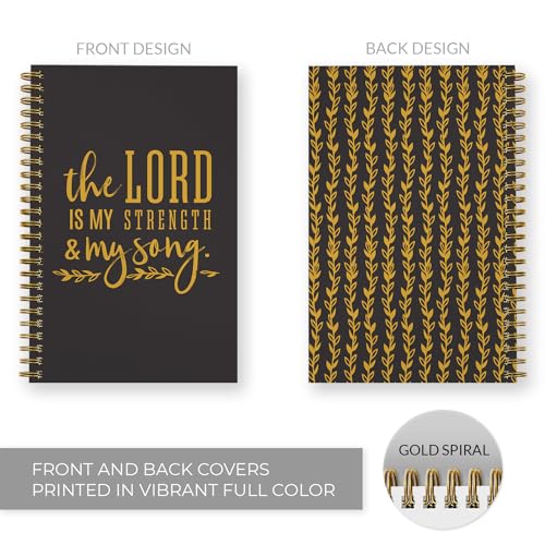 The Lord Is My Strength And My Song Notebook / 5.5" x 8.5" Religious Spiral Notebook / 120 College Ruled Pages / Durable Twin Loop Gloss Laminated Cover / Gold Wire-o Spiral / Made in the USA - color: Multicolor