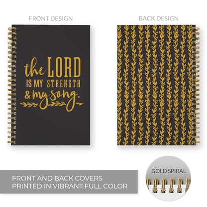 The Lord Is My Strength And My Song Notebook / 5.5" x 8.5" Religious Spiral Notebook / 120 College Ruled Pages / Durable Twin Loop Gloss Laminated Cover / Gold Wire-o Spiral / Made in the USA - color: Multicolor
