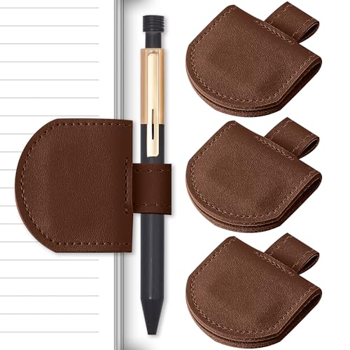 SESENSE Magnetic Pen Holder for Notebook - 3 Pcs Leather Magnetic Bookmarks Holder for Reading Women, Book Lover Gifts for Bookish, Standard Size - color: Brown 3 Pcs, size: Standard Size