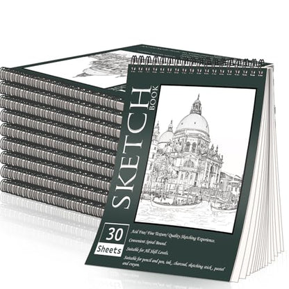 OSIMIG 10 Pack Sketch Books 8.5" x 11", Top Spiral Bound Sketch Pad, Bulk Sketchbook, 300 Sheet Total (68lb/100gsm), Drawing Paper Pad, Sketchbooks for Kids & Adults, Art Supplies - size: 10 Pack