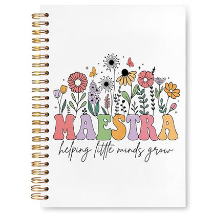 JUDFNCDE Teacher Maestra Appreciation Gifts, Regalo Para Maestra,Helping Litlle Minds Grow Floral Hardcover Notebook Journal 5.5 x 8.3 - color: Maestra-Floral