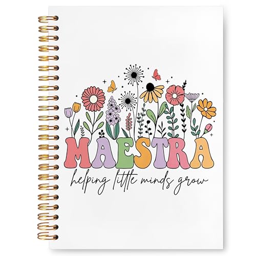 JUDFNCDE Teacher Maestra Appreciation Gifts, Regalo Para Maestra,Helping Litlle Minds Grow Floral Hardcover Notebook Journal 5.5 x 8.3 - color: Maestra-Floral