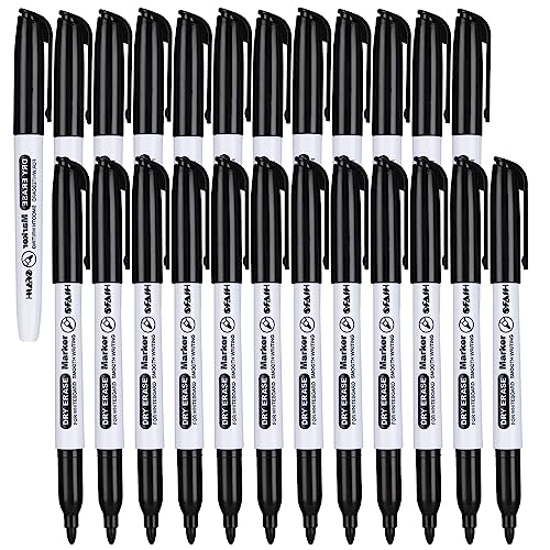 SFAIH Fine Tip Dry Erase Markers - 24 Pack Black Whiteboard Erasable Markers Bulk for Kids Adults, Ideal for Classroom School Office Home Use on White Board, Non-Toxic Easy Clean - color: Black, size: 1 Count (Pack of 24)