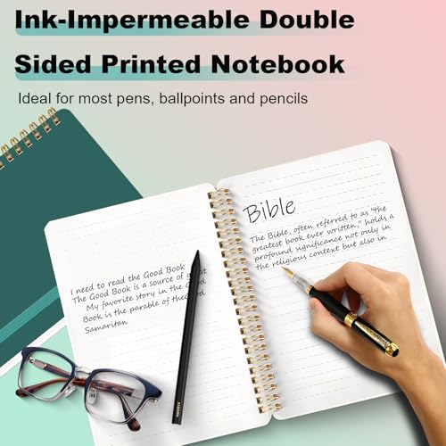 4 PCS 5x7 Spiral Notebook, Spiral Journal Notebook, 5x7 Notebooks for Work, Note Taking, School, Small Notebooks with Strap, Cute Notebooks for Women 50 Sheets