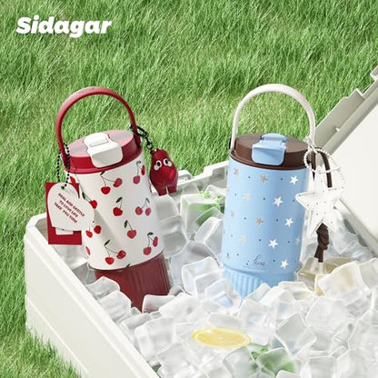 26oz Insulated Water Bottle with Straw and Spout Lid, 316 Stainless Steel, 24H Cold 12H Hot, 100% Leakproof Tumbler for Car Cup Holder Gym Travel Office, Star Charm Aesthetic Starry Blue Gift - color: Starry Blue