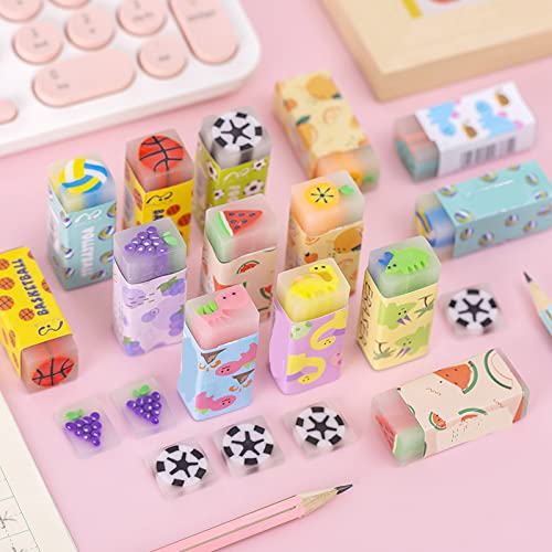 Cute Erasers for Kids Bulk 16 Pack Animal Food Fun Desk Pets Pencil Students School Supplies Prize Gifts Party Favors - style: Jelly