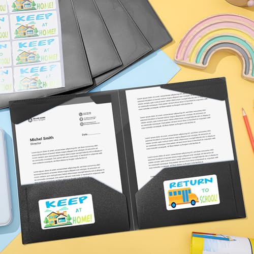 Henoyso 24 Pack Take Home Folders with 2 Pockets and Tabs, Plastic Classroom Communication Homework Folder School-to-Home with Clear Front Pocket for Students Parent Teacher Connector (Black) - color: Black