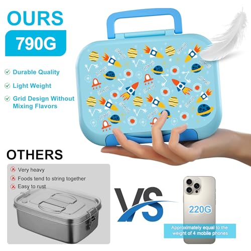 Kids Bento Lunch Box, 5-Compartment Leakproof Container with handle Movable Snack Box BPA-Free, Dishwasher & Microwave Safe Utensils Included for Kids/Adults | School, Office & Travel | Green - color: Green-41oz